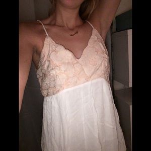 Peach and white lace dress